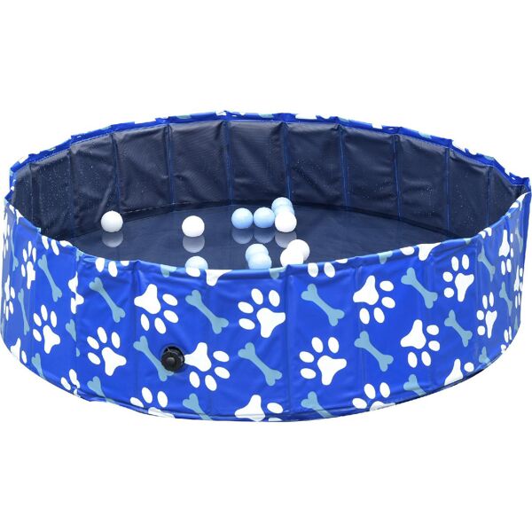 allmypets 031v02d01 piscina rigida per cani taglia media 65kg in plastica dura e antiscivolo per giardino o interni blu Ø120x30cm - 031v02d01