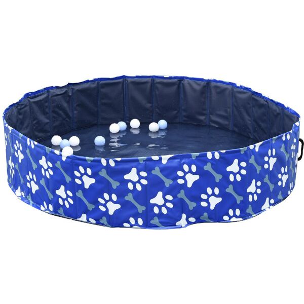 allmypets 031v03d01 piscina rigida per cani taglia grande superiore a 65kg in plastica dura e antiscivolo per giardino o interni blu Ø140x30cm - 031v03d01