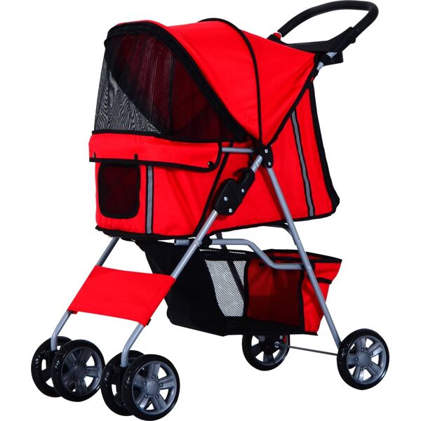 allmypets d00058rd passeggino per cani pieghevole carrello per animali domestici colore rosso - d00058rd