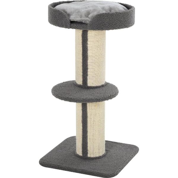 allmypets d30d65gy tiragraffi per gatti albero tiragraffi con cuccia, cuscino, rivestimento peluche e pali in corda sisal 45x45x81 cm colore grigio - d30d65gy