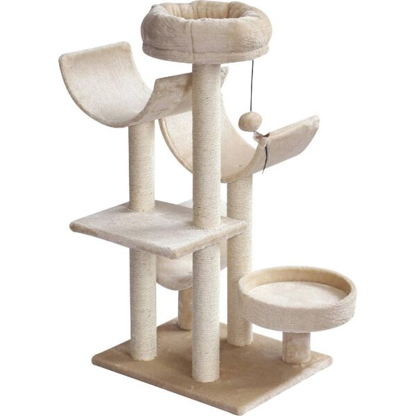 allmypets d30151 tiragraffi per gatti albero tiragraffi con cuccia e tunnel multi-livello beige 50x40x105 cm - d30151