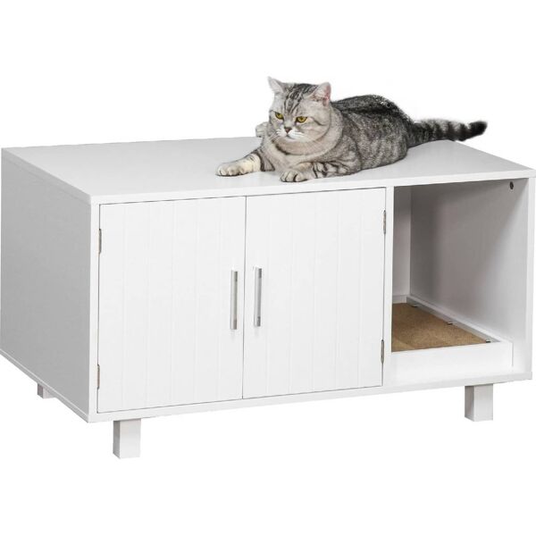 allmypets d31016gt mobile lettiera per gatti chiusa in legno 2 ante e apertura laterale con tiragraffi - d31016gt