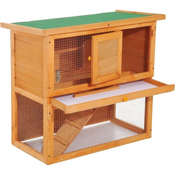 allmypets d51068 gabbia per conigli conigliera da esterno in legno 90x45x80cm - d51068