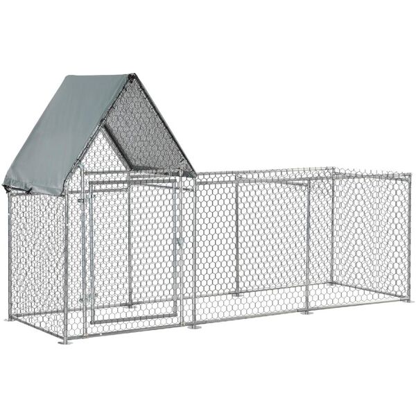 dechome 272v01d51 recinto per galline in acciaio galvanizzato con telo di protezione in oxford 302x107x172cm argento - 272v01d51