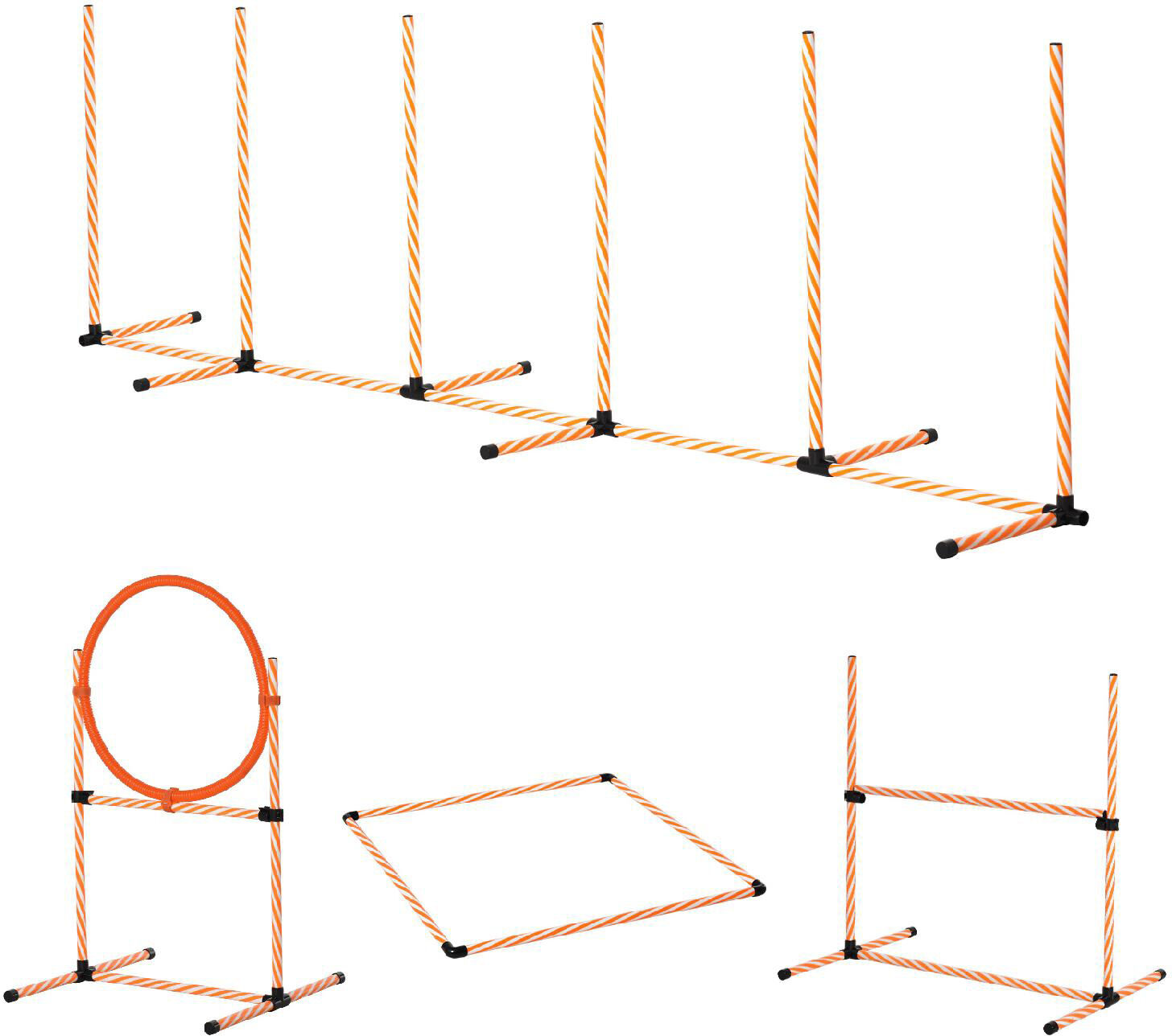 allmypets 29d07 set agility dog per addestramento cani con slalom ostacoli regolabili fischietto e sacca di trasporto - 29d07