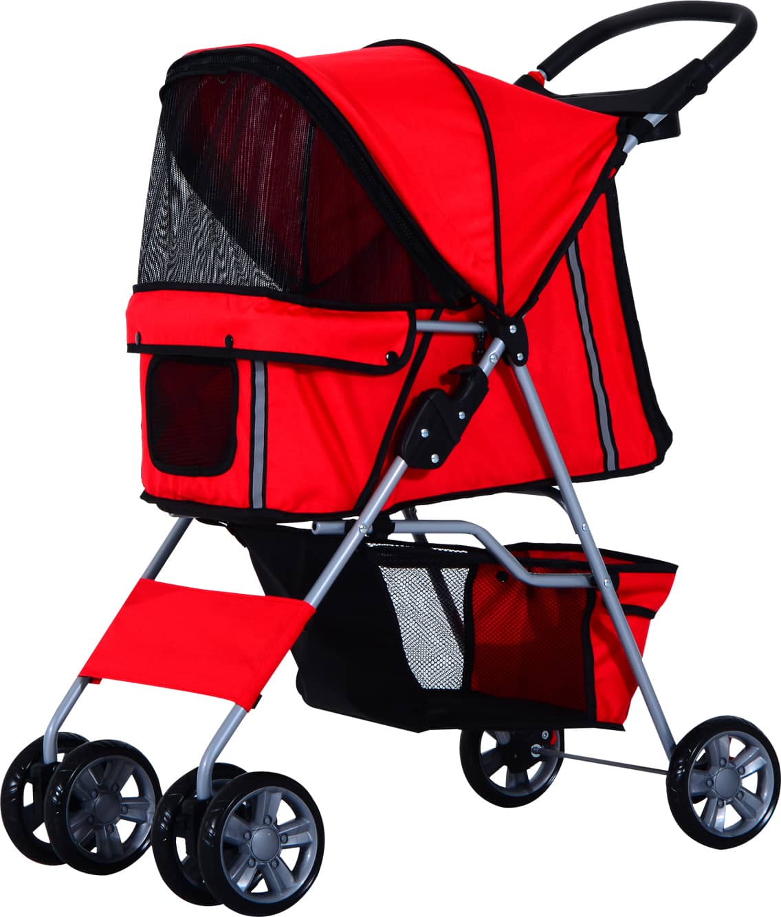 allmypets d00058rd passeggino per cani pieghevole carrello per animali domestici colore rosso - d00058rd