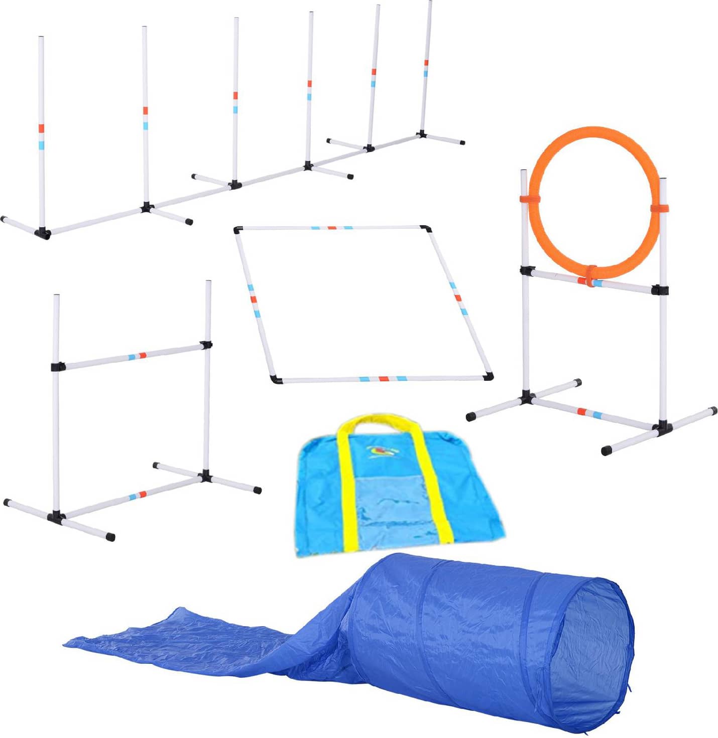 allmypets d070dd set per addestramento cani con salto tunnel slalom e anello - d070dd