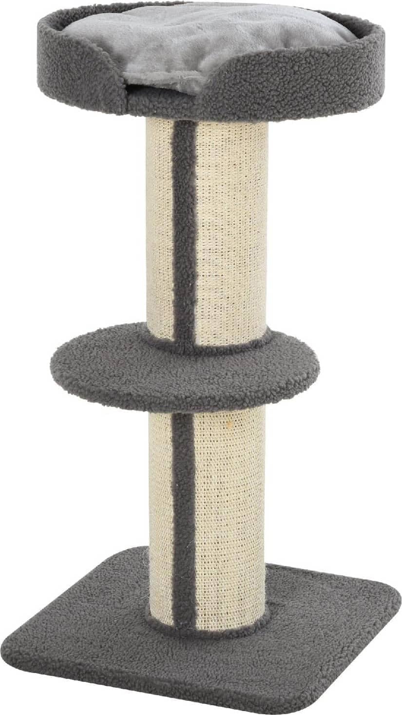 allmypets d30d65gy tiragraffi per gatti albero tiragraffi con cuccia, cuscino, rivestimento peluche e pali in corda sisal 45x45x81 cm colore grigio - d30d65gy