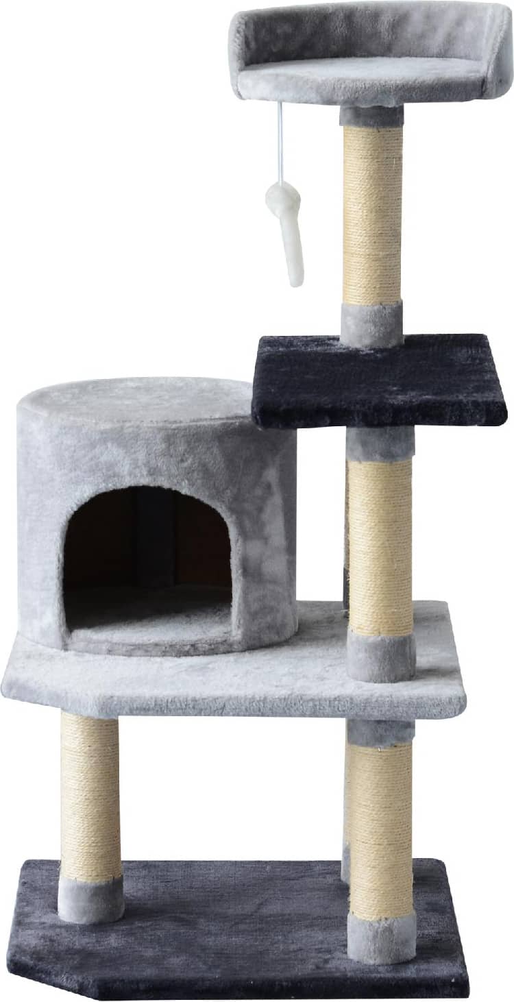 allmypets d30165 tiragraffi per gatti albero tiragraffi di 3 livelli con topolino grigio - d30165