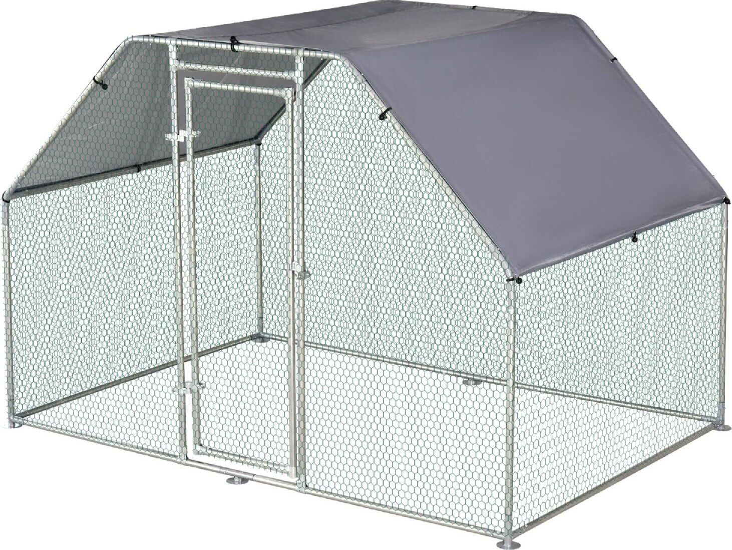 dechome d43dh15 recinto gabbia per galline in metallo galvanizzato porta con blocco e sezione con copertura oxford grigio - d43dh15