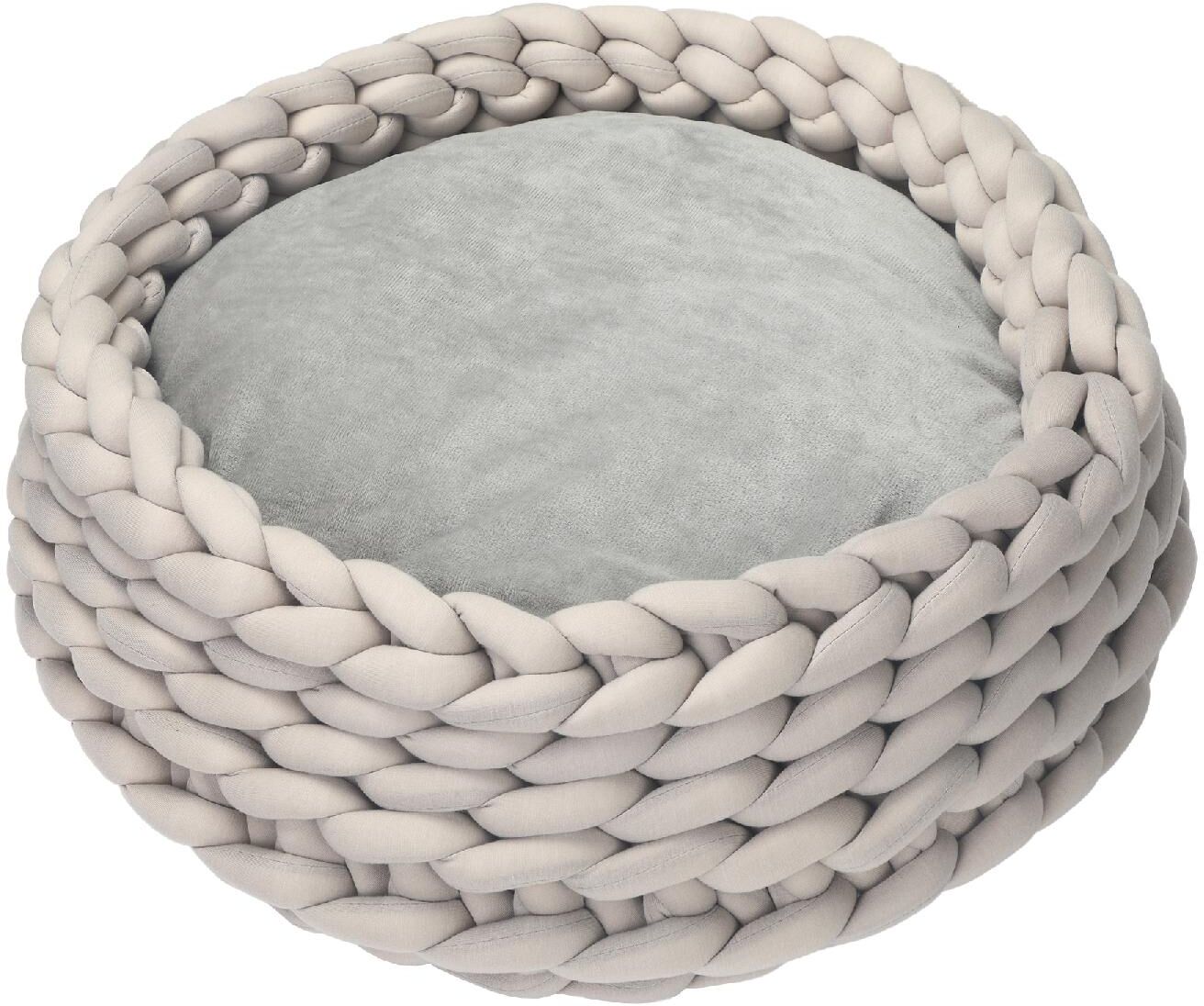 dechome 237bgd04 cuccia per cani o gatti da interno taglia piccola rotonda con bordi rialzati e cuscino lettino imbottito effetto velluto Ø50x19cm grigio - 237bgd04