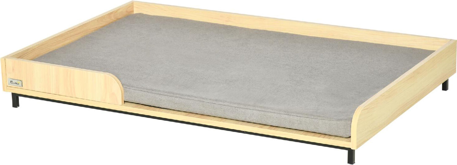 dechome 239akd04 cuccia per cani da interno taglia medio grande rialzata con cuscino removibile e lavabile lettino gambe in legno e acciaio 110x70x15.5cm rovere e grigio - 239akd04