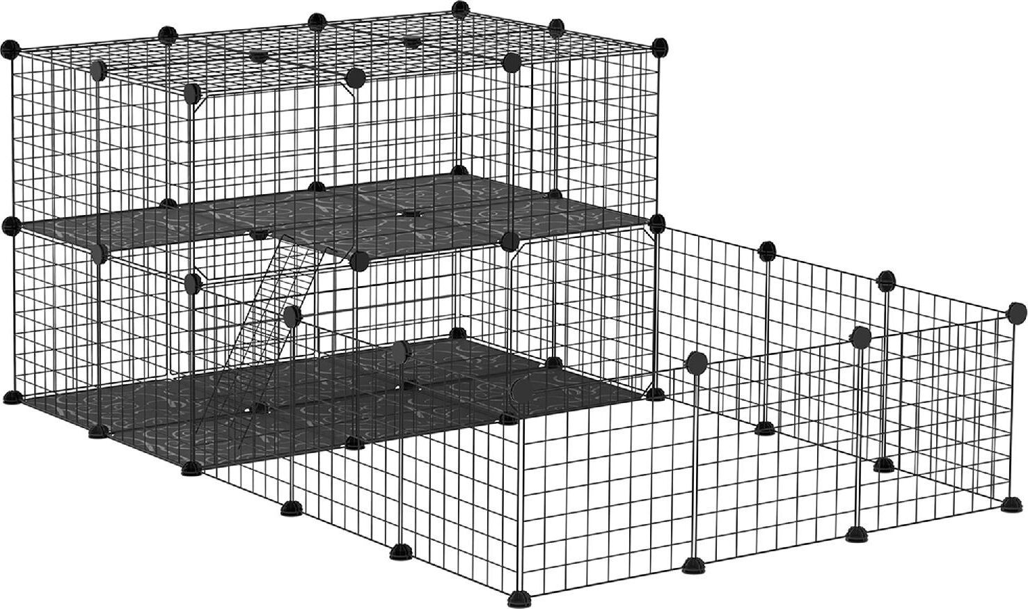 dechome d46dh54 recinto per conigli modulabile in metallo con scaletta e accessori montaggio 175x105x70cm nero - d46dh54