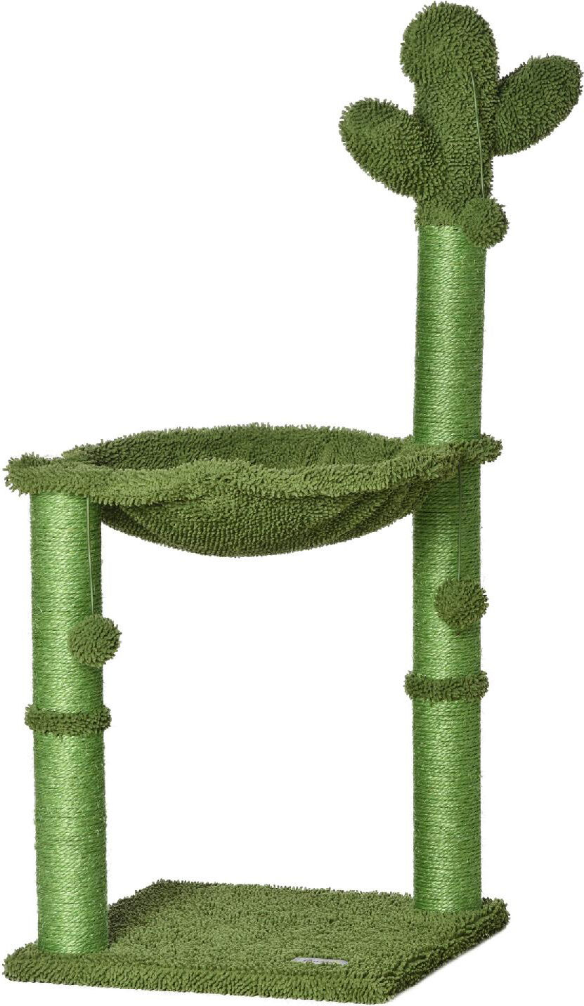 dechome d48dh51 tiragraffi per gatti albero tiragraffi fino 4.5kg a forma di cactus con palline e amaca 40x40x96cm verde - d48dh51