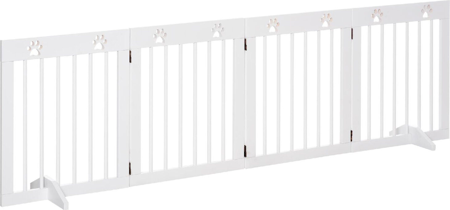 dechome d89dh84 cancelletto per cani taglia piccola pieghevole in legno di pino 204x30x61 cm colore bianco - d89dh84