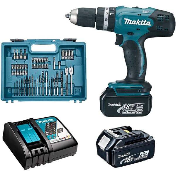 makita dhp453rfx4 trapano avvitatore a batteria percussione 18v 3.0 ah velocità a vuoto 1300 giri/min 2 velocità meccaniche - dhp453rfx4