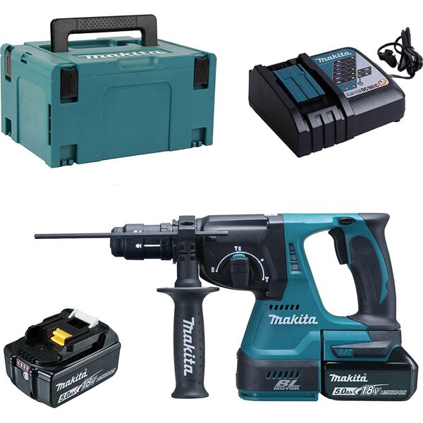 makita dhr243rtj trapano martello tassellatore a batteria percussione 18v 5.0 ah velocità a vuoto 950 giri/min 4700 colpi/min - dhr243rtj