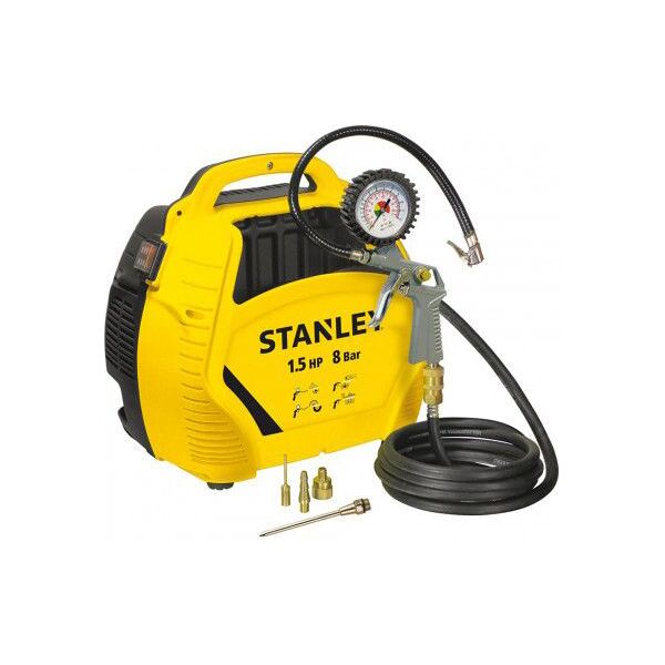 stanley 90stn595 mini compressore portatile a olio 1500kw 2hp 10bar ruote 100lt b251