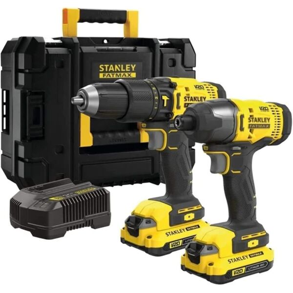 stanley fmck465d2-qw trapano a percussione a batteria 18 volt mandrino autoserrante 13 mm - fmck465d2-qw