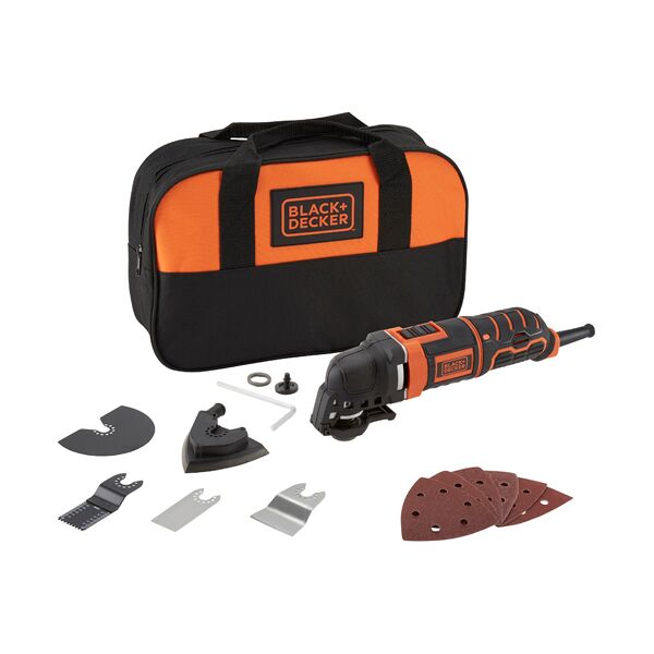 black & decker mt300sa2-qs utensile multifunzione potenza 300 watt velocità 22000 giri/min impugnatura morbida + accessori + borsa - mt300sa2-qs