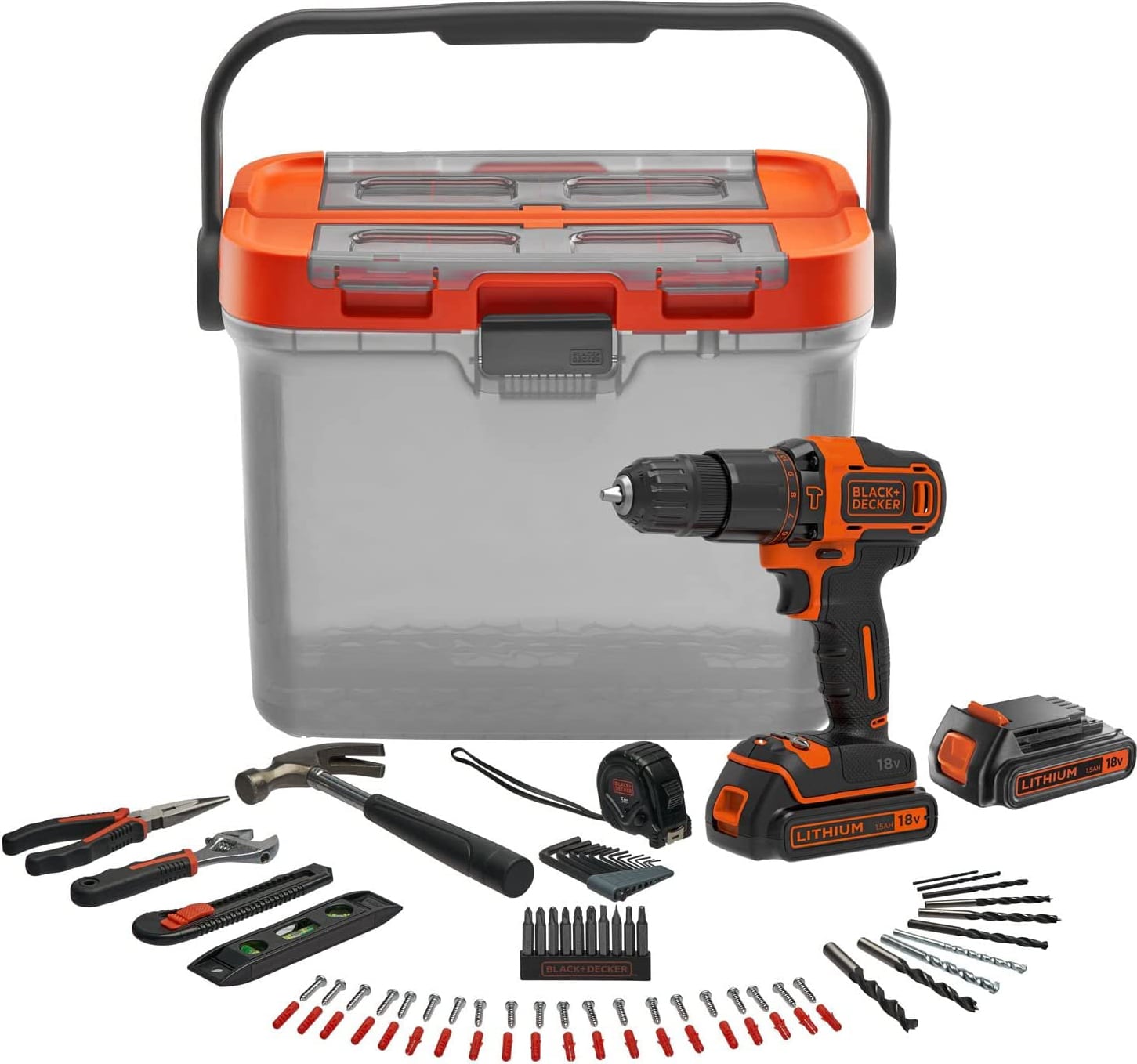 black & decker bcksb04-qw trapano avvitatore a batteria con percussione 18v 1.5 ah litio - bcksb04-qw