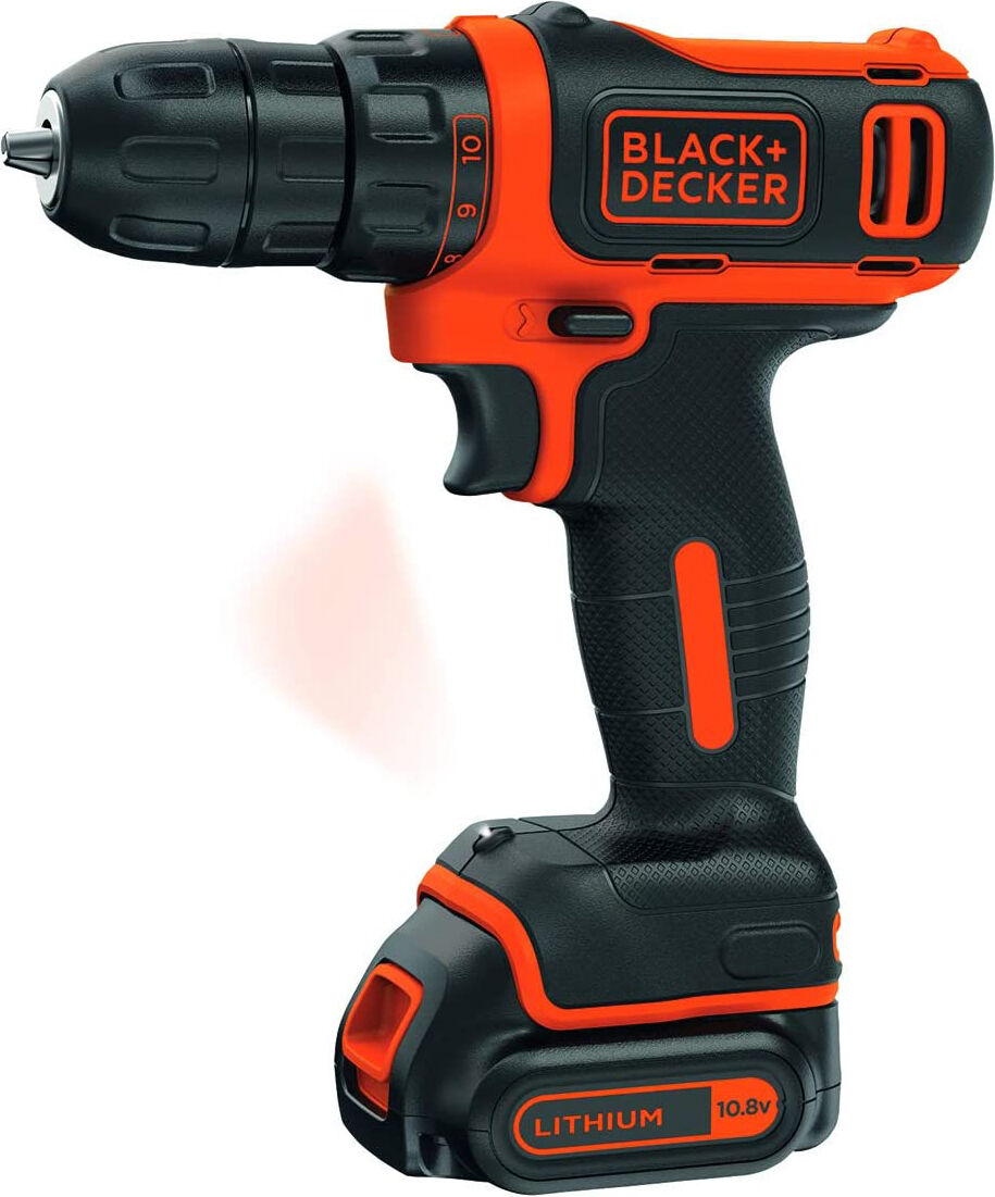 black & decker bdcdd12-qw trapano avvitatore a batteria litio 10.8v cordless ricaricabile velocità 0/550 giri/min con impugnatura soft grip - bdcdd12-qw