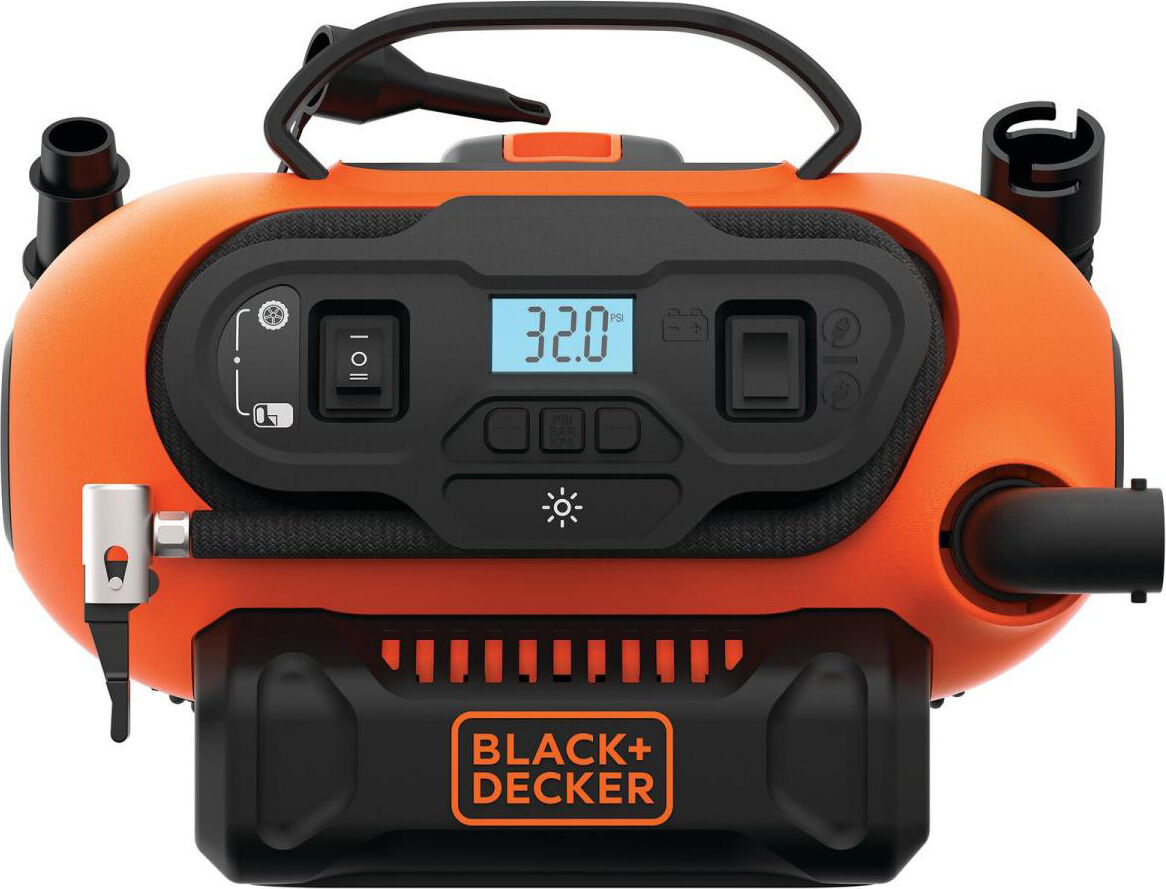 black & decker bdcinf18n compressore d' aria compressa portatile pressione 11 bar 230v /12 volt + 3 adattatori - bdcinf18n