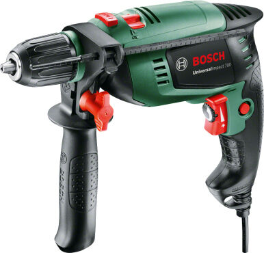 bosch 0.603.131.00f trapano avvitatore a percussione potenza 700 watt 3000 giri/min + valigetta + set di punte - 0.603.131.00f universal impact