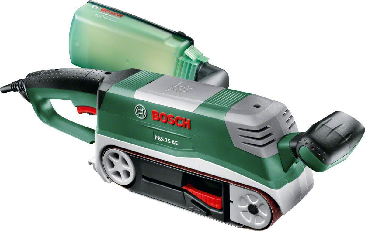 bosch pbs 75ae set levigatrice a nastro per legno potenza 750 watt velocità regolabile colore verde - pbs 75ae set