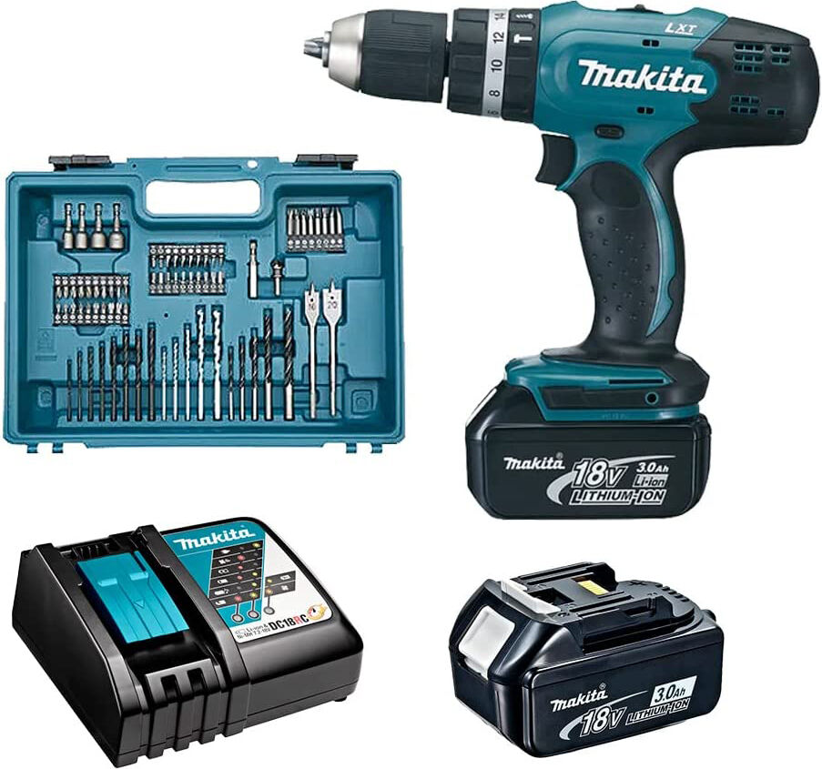 makita dhp453rfx4 trapano avvitatore a batteria percussione 18v 3.0 ah velocità a vuoto 1300 giri/min 2 velocità meccaniche - dhp453rfx4