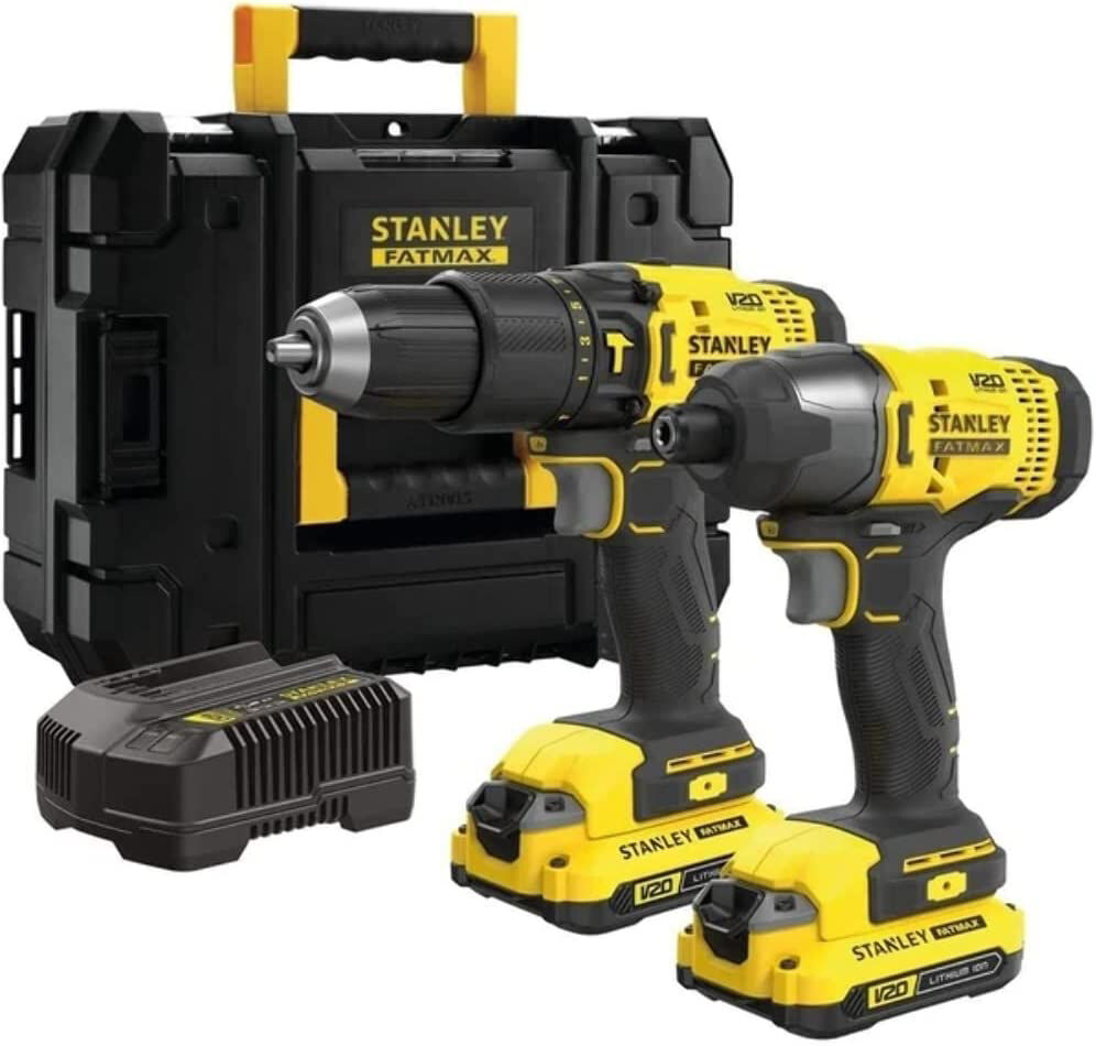 stanley fmck465d2-qw trapano a percussione a batteria 18 volt mandrino autoserrante 13 mm - fmck465d2-qw