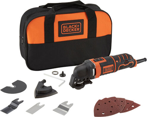 black & decker mt300sa2-qs utensile multifunzione potenza 300 watt velocità 22000 giri/min impugnatura morbida + accessori + borsa - mt300sa2-qs