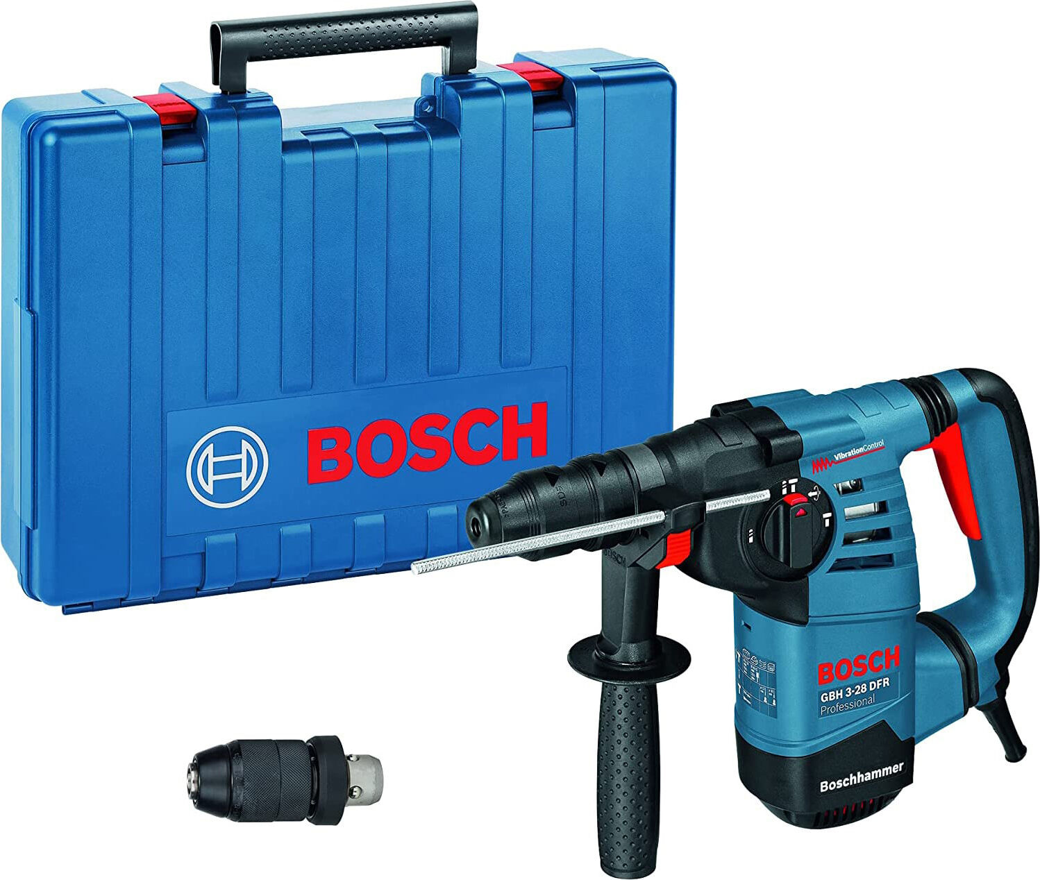 Bosch 061124a000 Trapano Martello Perforatore Potenza 800 Watt Giri/min 0-900 Colpi/min 0-4.000 + Mandrino Autoserrante + Valigetta - Gbh 3-28 Dfr - 061124a000