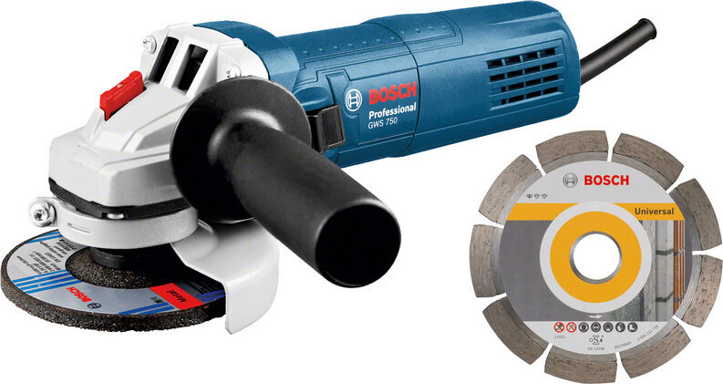 Bosch Gws 750 Smerigliatrice Angolare Potenza 750 Watt Diametro Disco 115 Mm 11000 G/min + Disco Diamantato - Gws 750