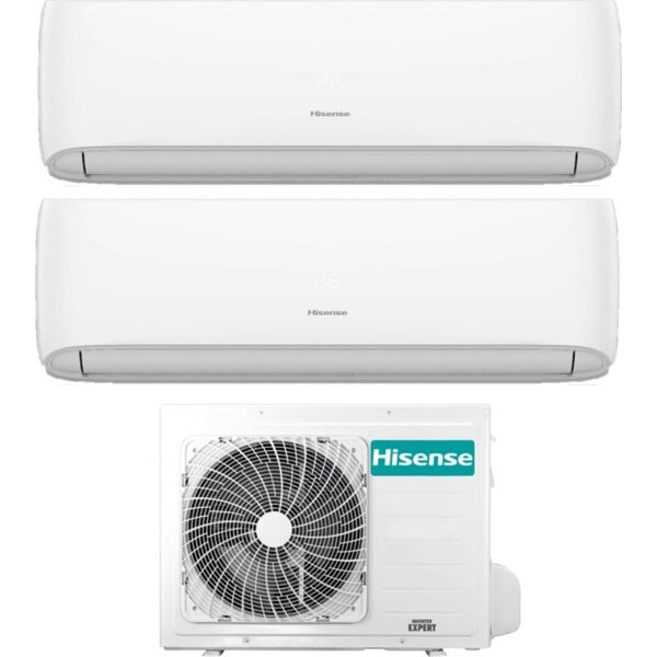 hisense cf25yr04g/cf35mr04g+2amw42u4rgc climatizzatore dual split inverter 9000+12000 btu /h condizionatore con pompa di calore classe a++/a+ gas r32 wifi (unità interna + unità esterna) - 2amw42u4rgc serie hi-comfort