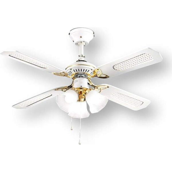 perenz 7060 b ventilatore da soffitto con luce lampadario ventilatore 4 pale diametro 105 cm 3 velocità - 7060 b linea classica