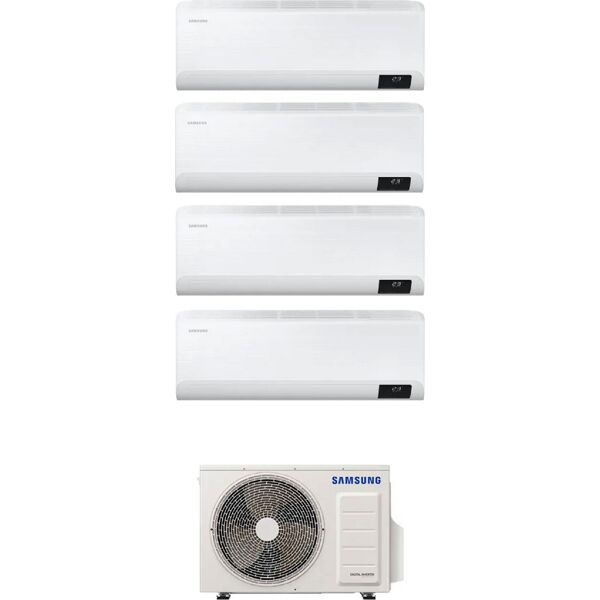 samsung 3 x ar09cxcaawk + ar12txcaawk + aj080txj4kg climatizzatore quadri split inverter 9000 + 9000 + 9000 + 12000 btu condizionatore con pompa di calore classe a++/a+ gas r32 wifi (unità interna + unità esterna) - 3 x ar09cxcaawk + ar12txcaawk + aj080tx