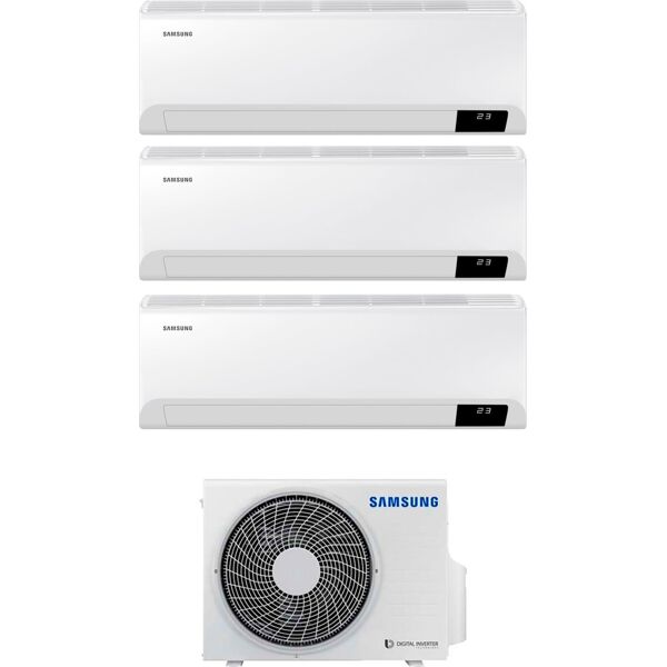 samsung 3 x ar07txfyawk + aj052txj3kg climatizzatore trial split inverter 7000 + 7000 + 7000 btu condizionatore con pompa di calore classe a+++/a++ gas r32 wifi (unità interna + unità esterna) - 3 x ar07txfyawk + aj052txj3kg cebu