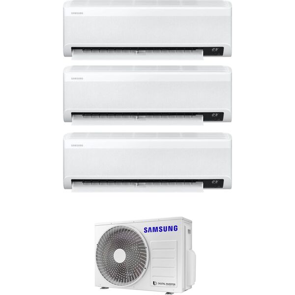 samsung ar07txcaawk + ar09cxcaawk + ar12txcaawk + aj052txj3kg climatizzatore trial split inverter 7000 + 9000 + 12000 btu condizionatore con pompa di calore classe a++/a+ gas r32 wifi (unità interna + unità esterna) - ar07txcaawk + ar09cxcaawk + ar12txcaa