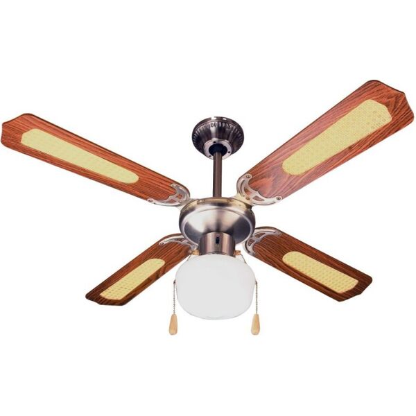 zephir zfs9107m ventilatore da soffitto con luce 4 pale Ø 107 cm lampadario 3 velocità colore marrone - zfs9107m