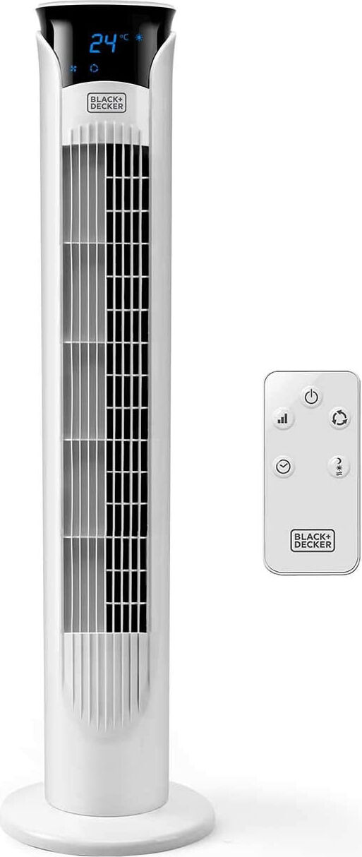 black & decker bxeft48e ventilatore a colonna torre senza pale 3 velocità oscillante con telecomando e timer colore bianco - bxeft48e