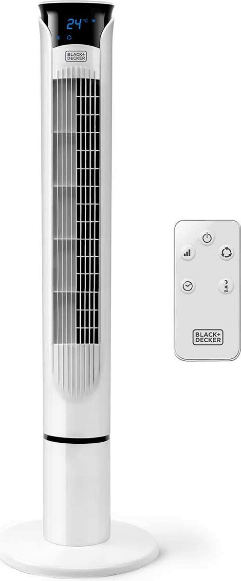 black & decker bxeft49e ventilatore a colonna torre senza pale 3 velocità oscillante con telecomando e timer colore bianco - bxeft49e