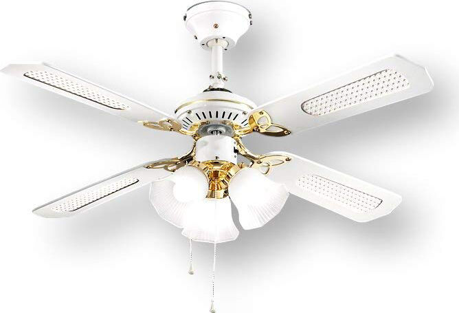 perenz 7060 b ventilatore da soffitto con luce lampadario ventilatore 4 pale diametro 105 cm 3 velocità - 7060 b linea classica