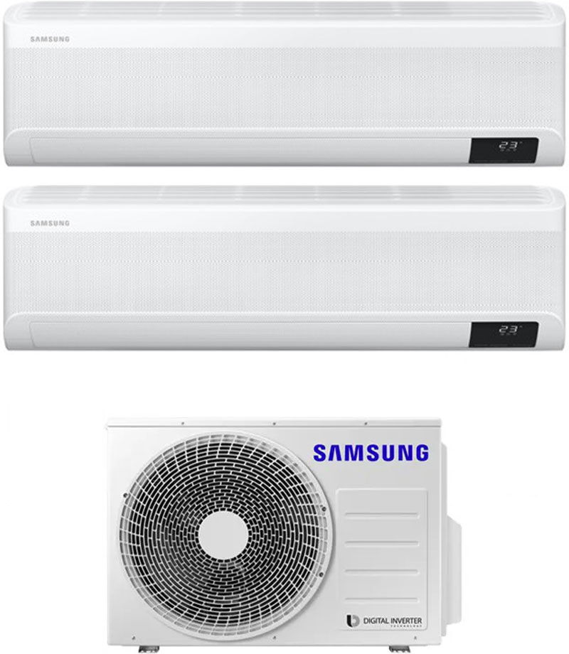 samsung ar07txeaawk + ar07txeaawk + aj040txj2kg climatizzatore dual split inverter 7000 + 7000 btu condizionatore con pompa di calore classe a+++/a++ gas r32 wifi (unità interna + unità esterna) - ar07txeaawk + ar07txeaawk + aj040txj2kg windfree avant