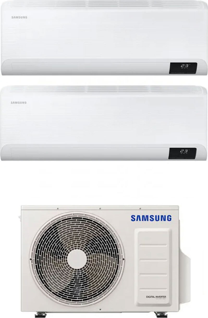 samsung ar07txeaawk + ar18bxeaawk + aj050txj2kg climatizzatore dual split inverter 7000 + 18000 btu condizionatore con pompa di calore classe a+++/a++ gas r32 wifi (unità interna + unità esterna) - ar07txeaawk + ar18bxeaawk + aj050txj2kg windfree avant