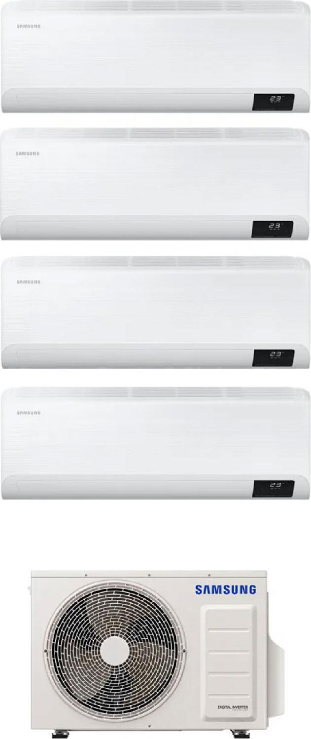 samsung 3 x ar09txeaawk + ar12txeaawk + aj080txj4kg climatizzatore quadri split inverter 9000 + 9000 + 9000 + 12000 btu condizionatore con pompa di calore classe a++/a+ gas r32 wifi (unità interna + unità esterna) - 3 x ar09txeaawk + ar12txeaawk + aj080tx