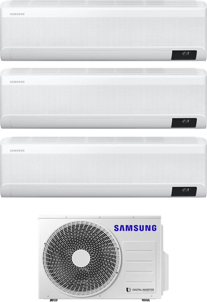 samsung 3 x ar09txeaawk + aj052txj3kg climatizzatore trial split inverter 9000 + 9000 + 9000 btu condizionatore con pompa di calore classe a++/a+ gas r32 wifi (unità interna + unità esterna) - 3 x ar09txeaawk + aj052txj3kg windfree avant