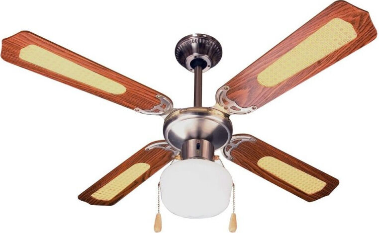 zephir zfs9107m ventilatore da soffitto con luce 4 pale Ø 107 cm lampadario 3 velocità colore marrone - zfs9107m