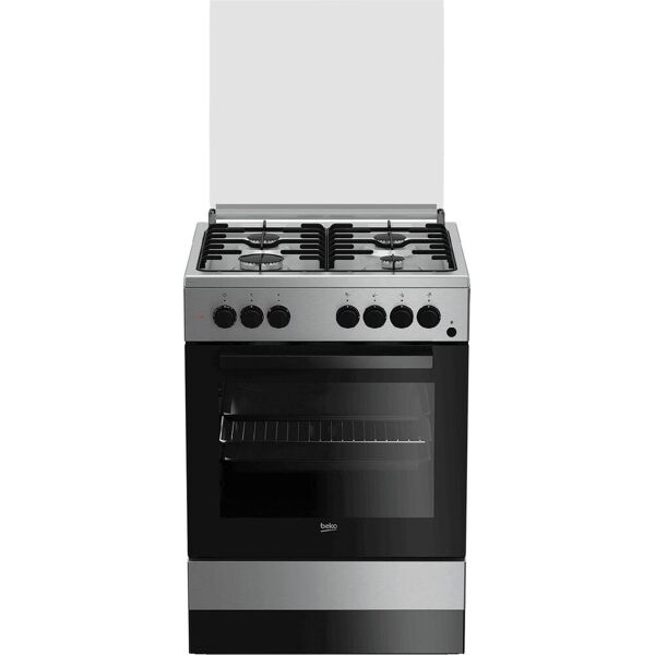 beko fse62110dx cucina a gas 4 fuochi forno elettrico ventilato con grill larghezza x profondità 60x60 cm classe energetica a colore inox - fse62110dx