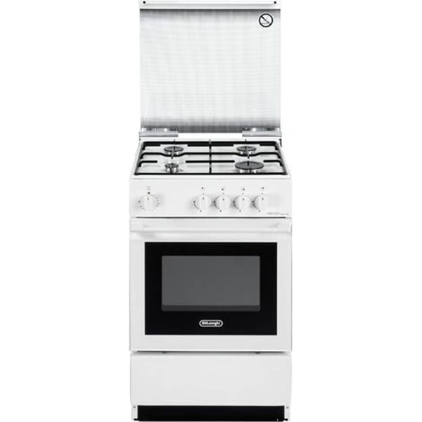 delonghi sesw 554 ned cucina a gas 4 fuochi forno elettrico con grill larghezza x profondità 50x50 cm con coperchio colore bianco - sesw 554 ned linea smart